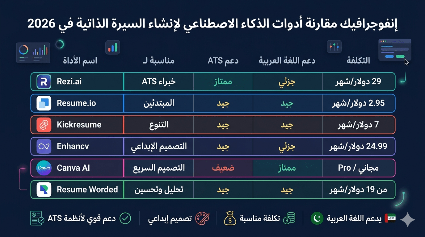 أدوات الذكاء الاصطناعي لعمل CV